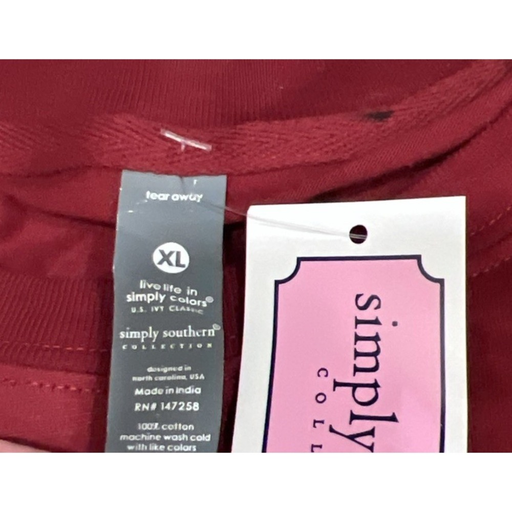 New Simply Southern Long Sleeve "HEY PUMPKIN" Tee T-Shirt Maroon Ghosts Hat XL - Picture 9 of 10